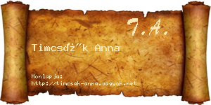 Timcsák Anna névjegykártya